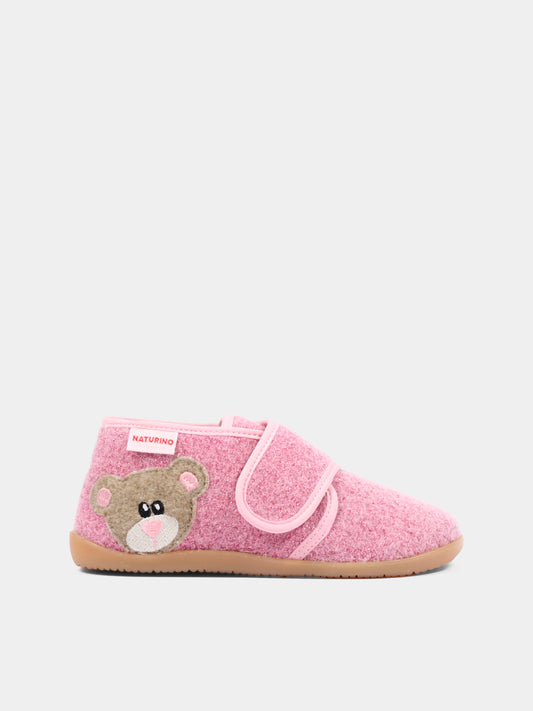 Pantofole rosa per bambina con orsetto,Naturino,001 4000627 04 0M02