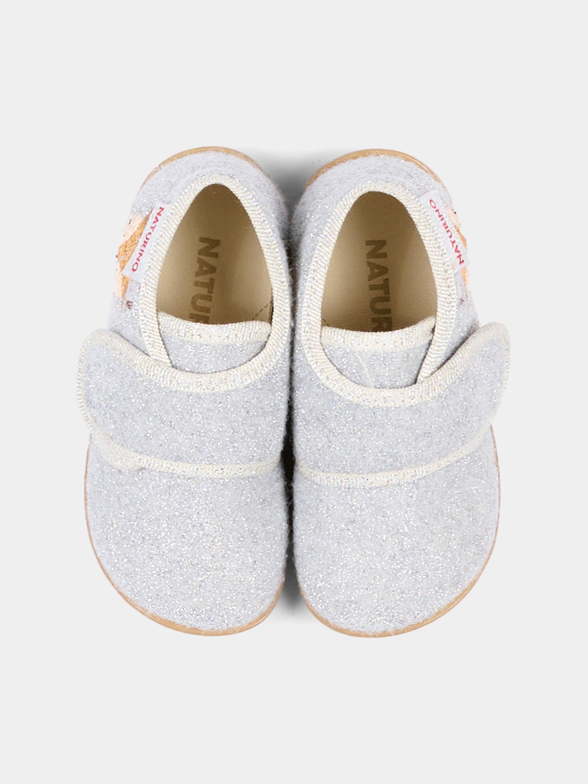 Pantofole argento per neonata con ricamo,Naturino,001 4000735 01 0Q04