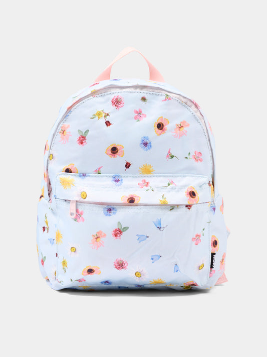 Zaino celeste per bambina con fiori,Molo,7S25V202 9280 GIFT