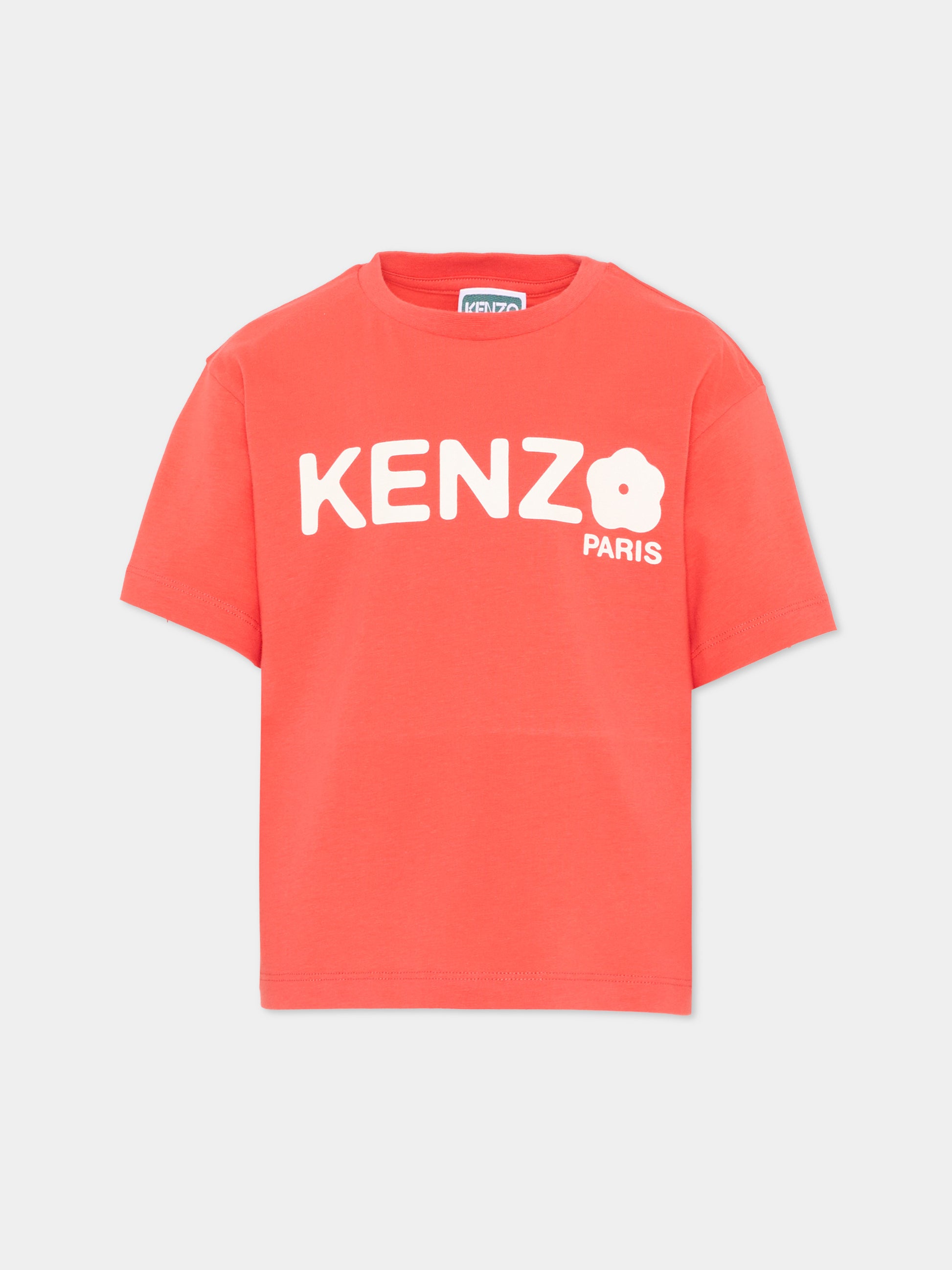 T-shirt rossa per bambina con logo,Kenzo Kids,K61807 976