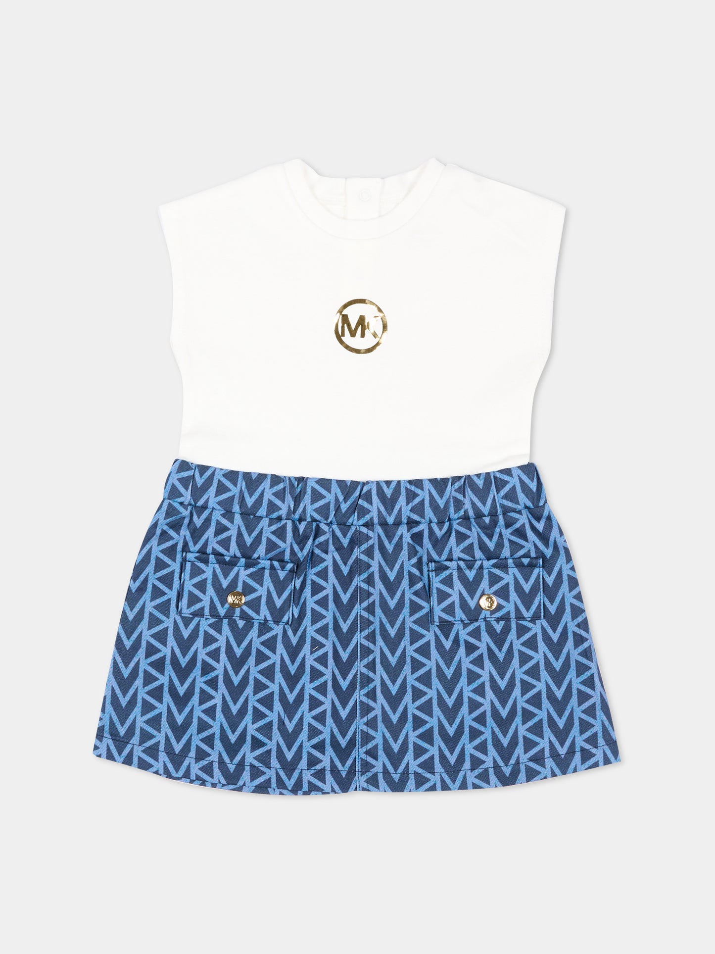 Vestito denim per neonata con logo,Michael Kors,R30550 Z10