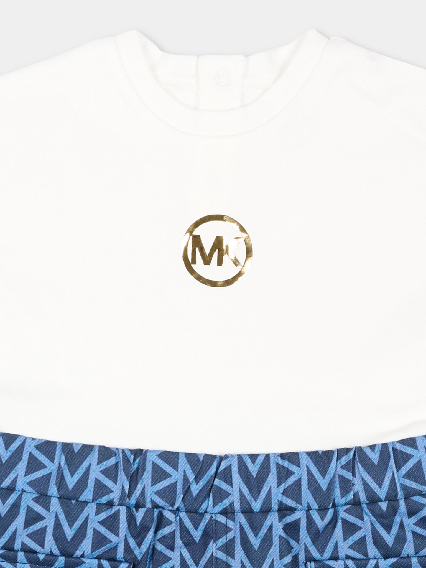 Vestito denim per neonata con logo,Michael Kors,R30550 Z10