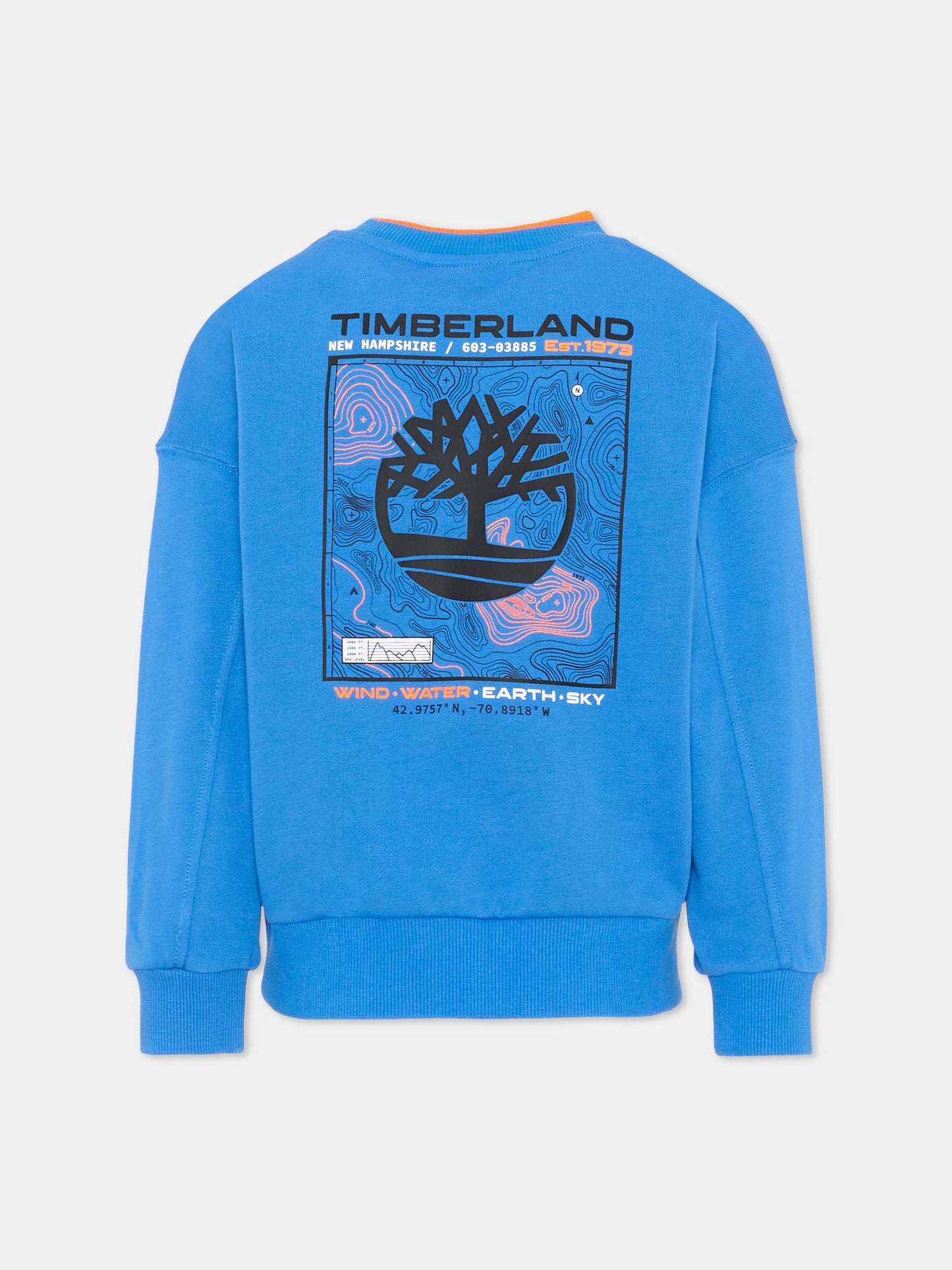 Felpa azzurra per bambino con maxi con logo,Timberland,T60815 816