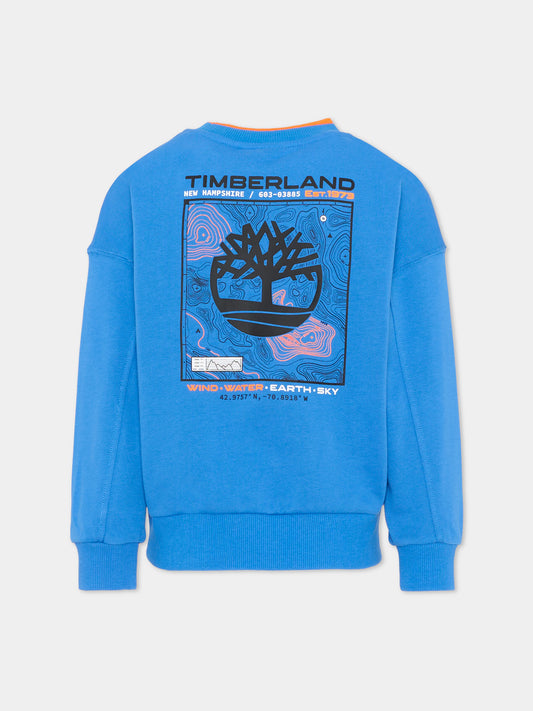 Felpa azzurra per bambino con maxi con logo,Timberland,T60815 816