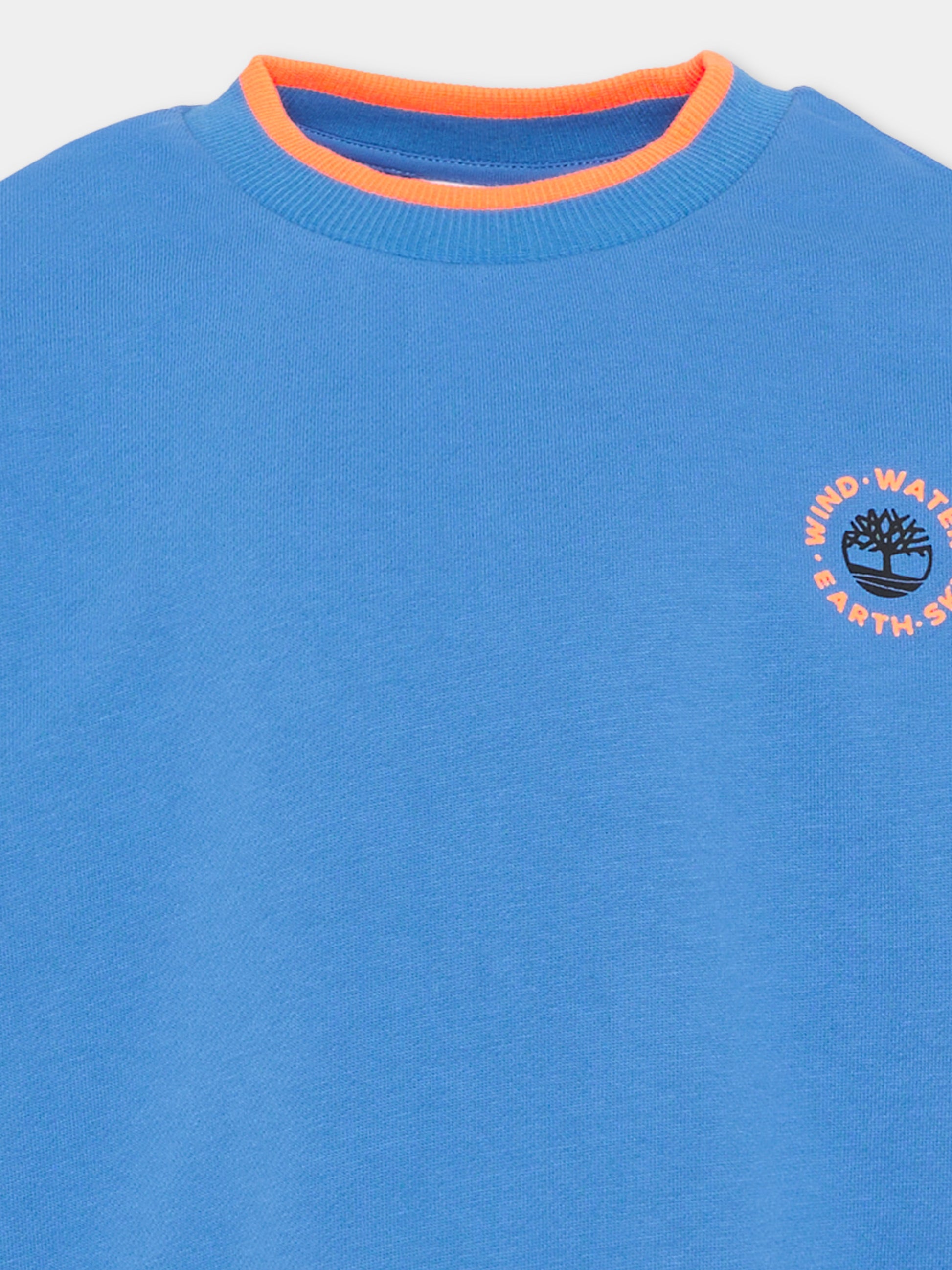 Felpa azzurra per bambino con maxi con logo,Timberland,T60815 816