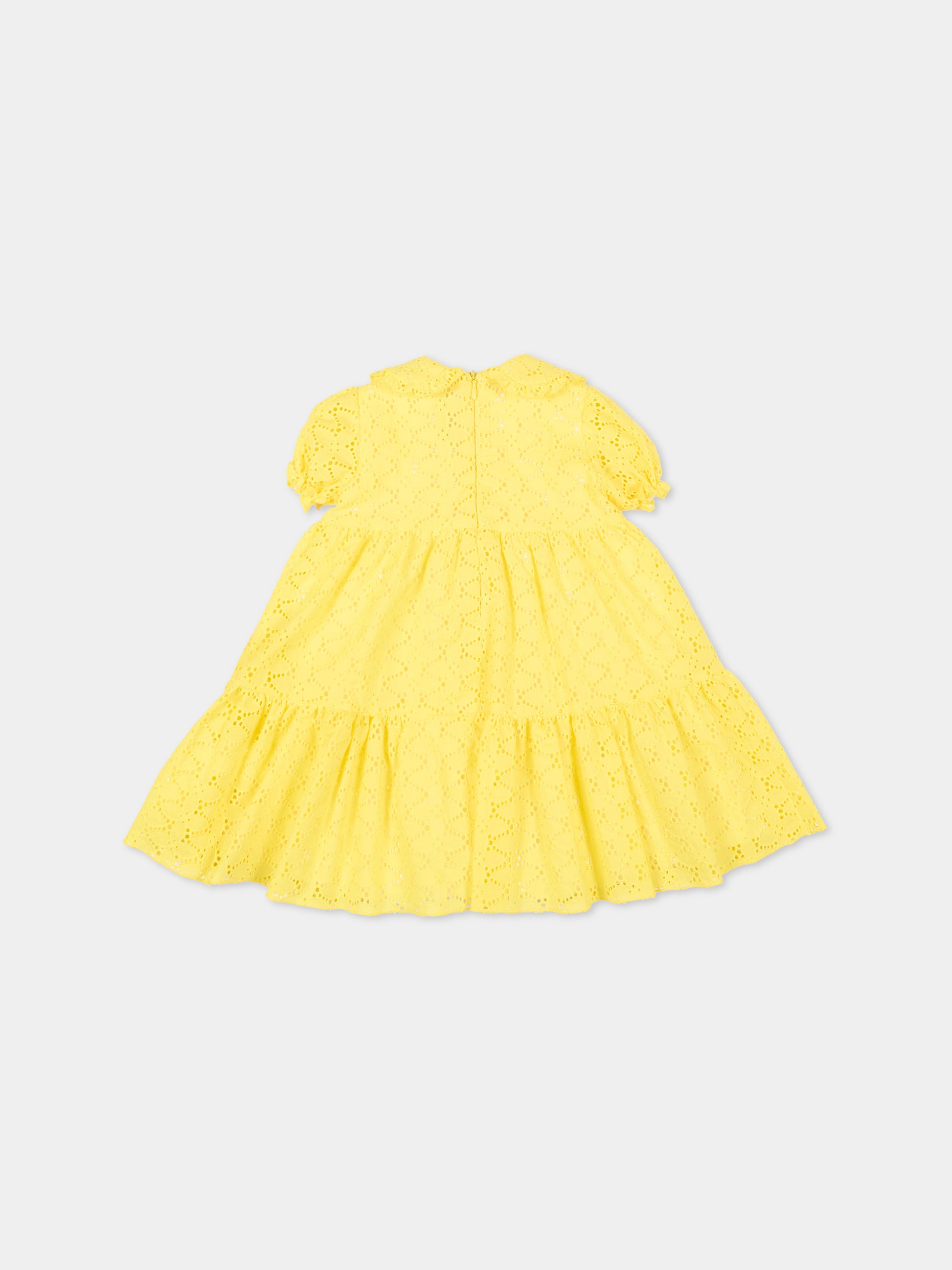 Abito giallo sangallo per neonata,Little Bear,3237 GIALLO