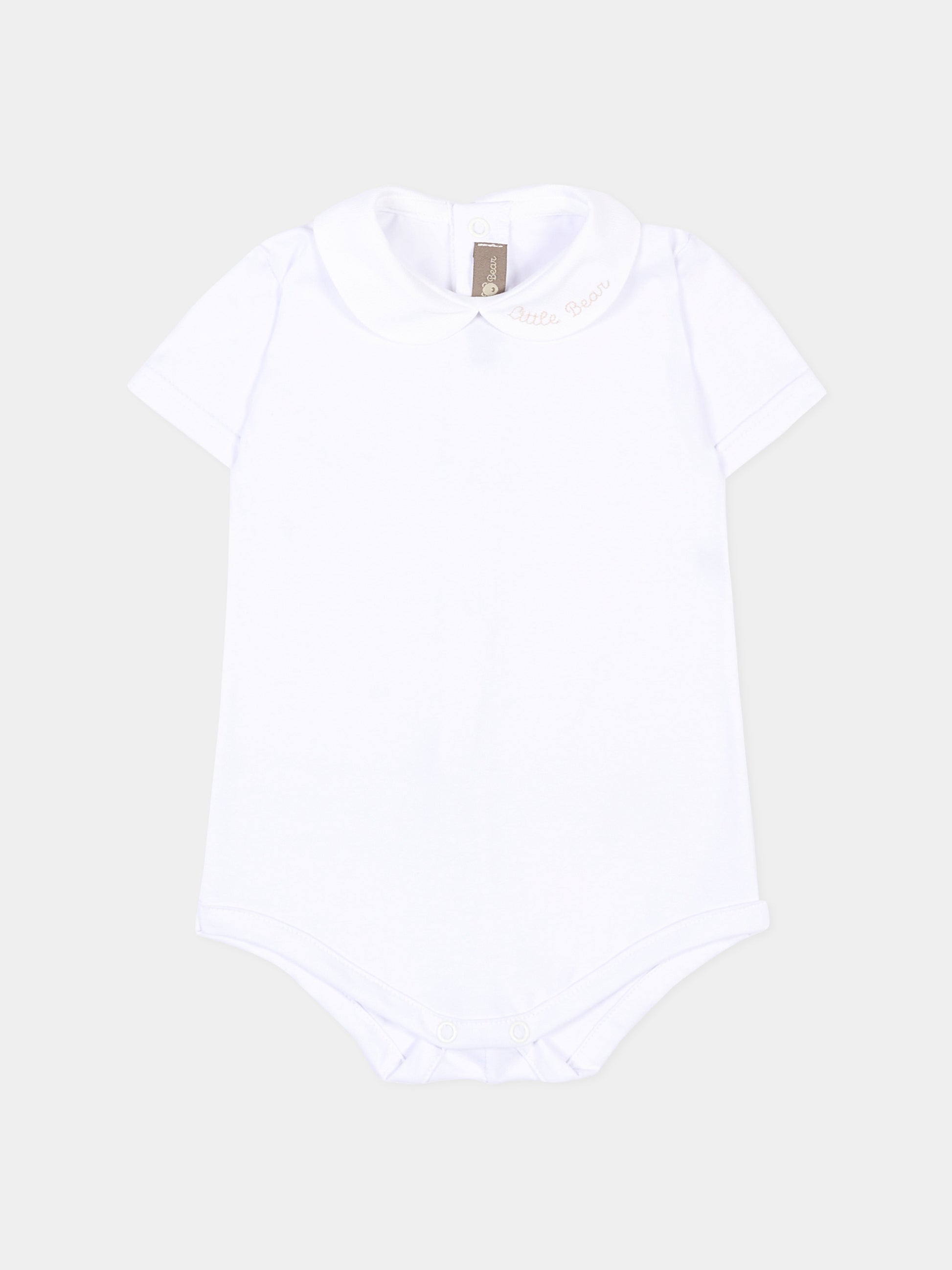 Body bianco per neonati con colletto,Little Bear,8020 BCO/BURRO