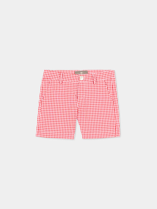Pantaloni rossi vichy per neonato,Little Bear,3221 BCO/ROSSO