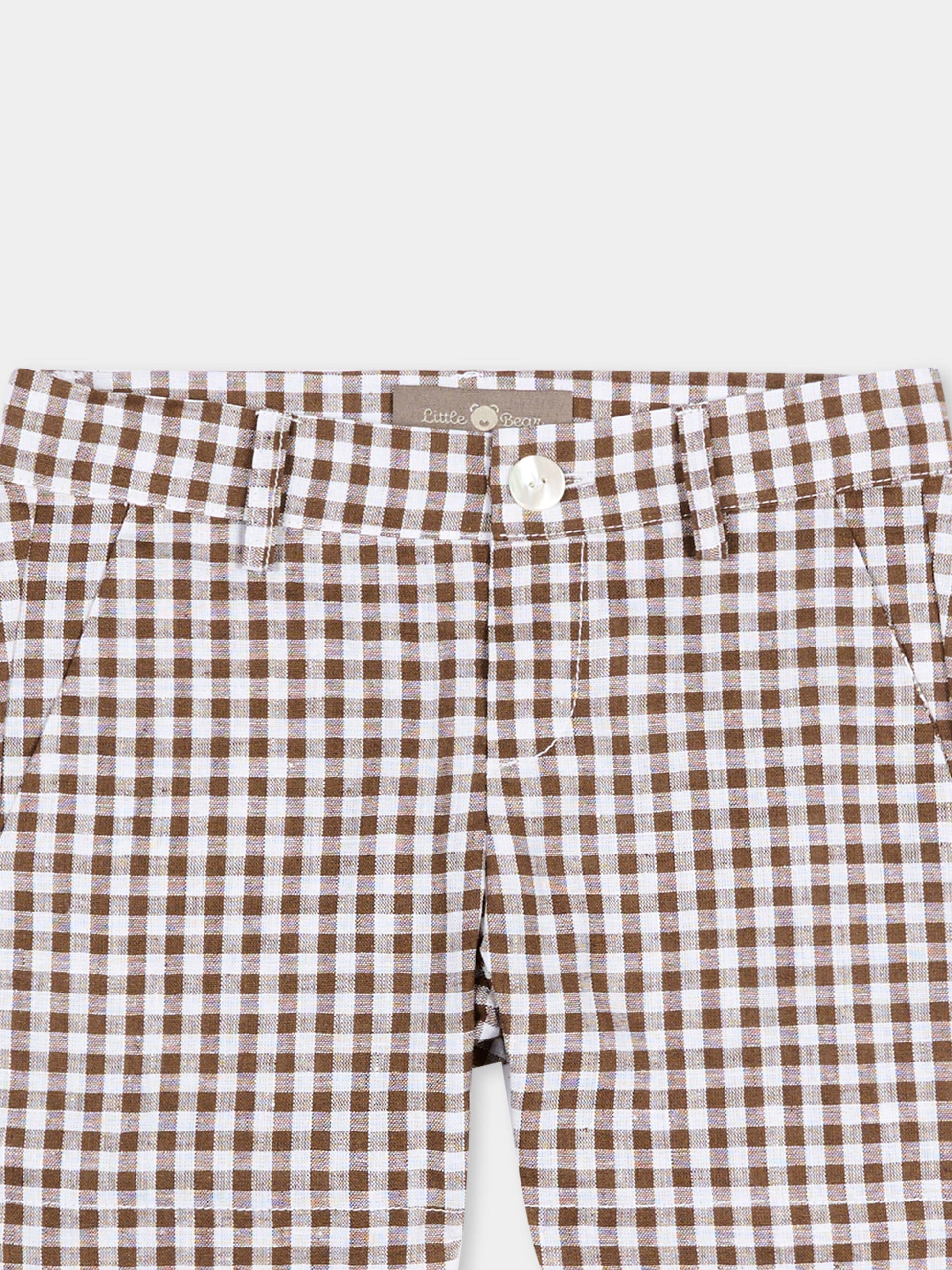 Pantaloni marroni per neonati vichy,Little Bear,3218 BCO/CACAO