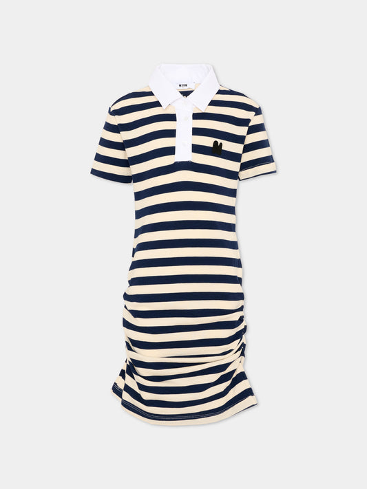 Vestito blu a righe per bambina,Msgm Kids,S6MSJGDR168 MS072