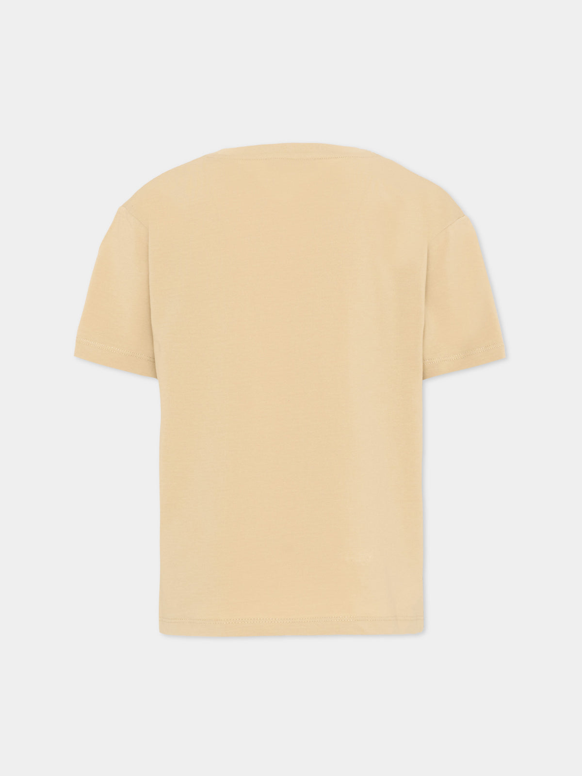 T-Shirt beige per bambini con logo,Msgm Kids,S6MSJUTH004 092