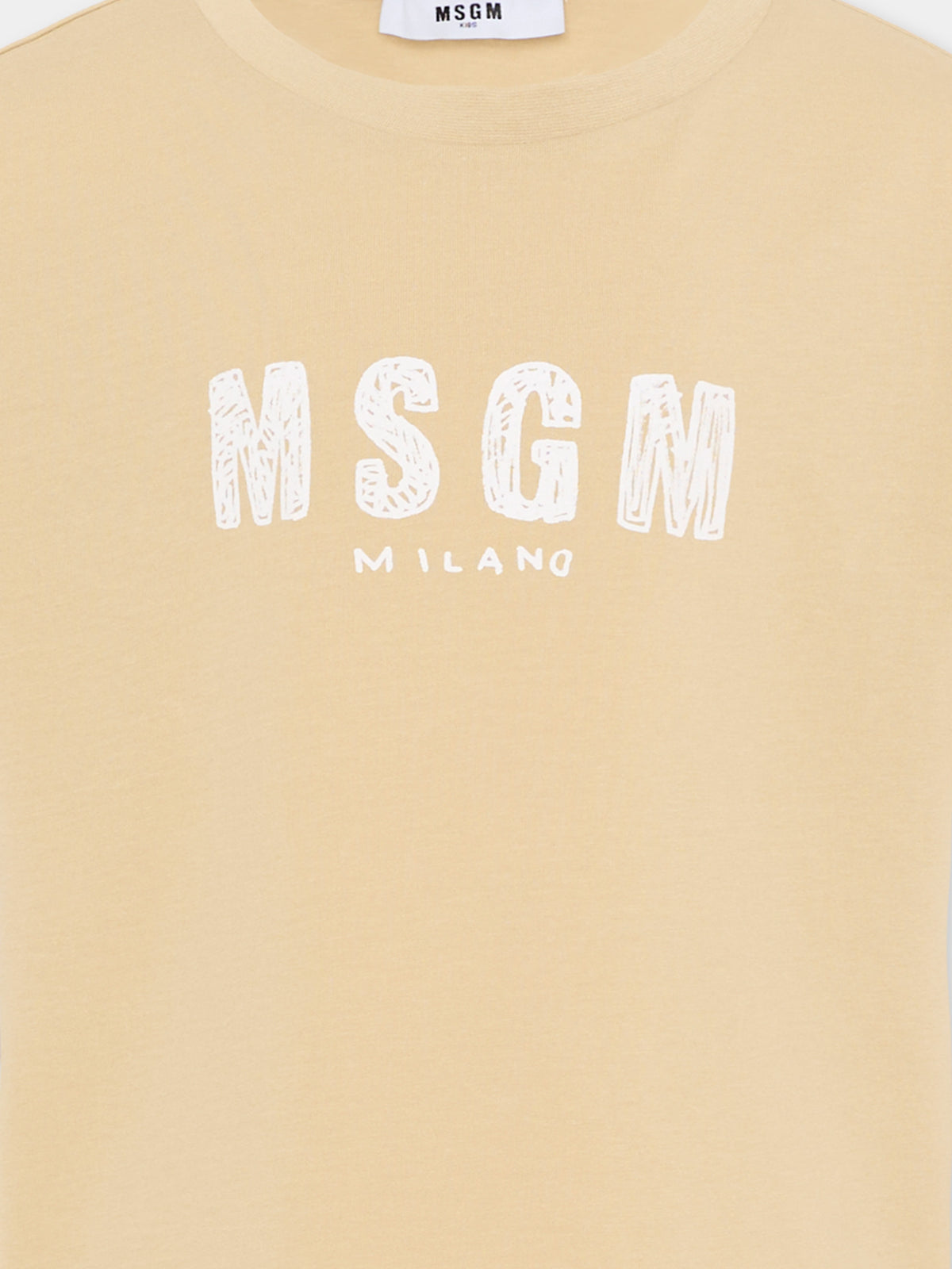 T-Shirt beige per bambini con logo,Msgm Kids,S6MSJUTH004 092