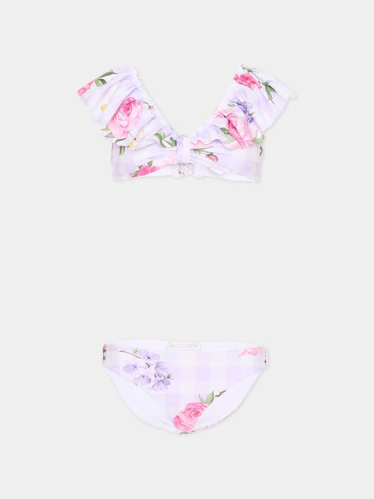 Slip e bikini lilla floreale per bambina,Monnalisa,19G002 7052 0065