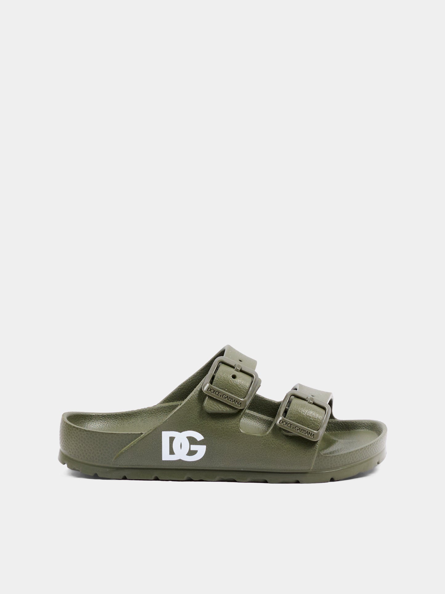 Ciabatte verdi per bambini con logo,Dolce & Gabbana Kids,DD0324 A5103 8X070