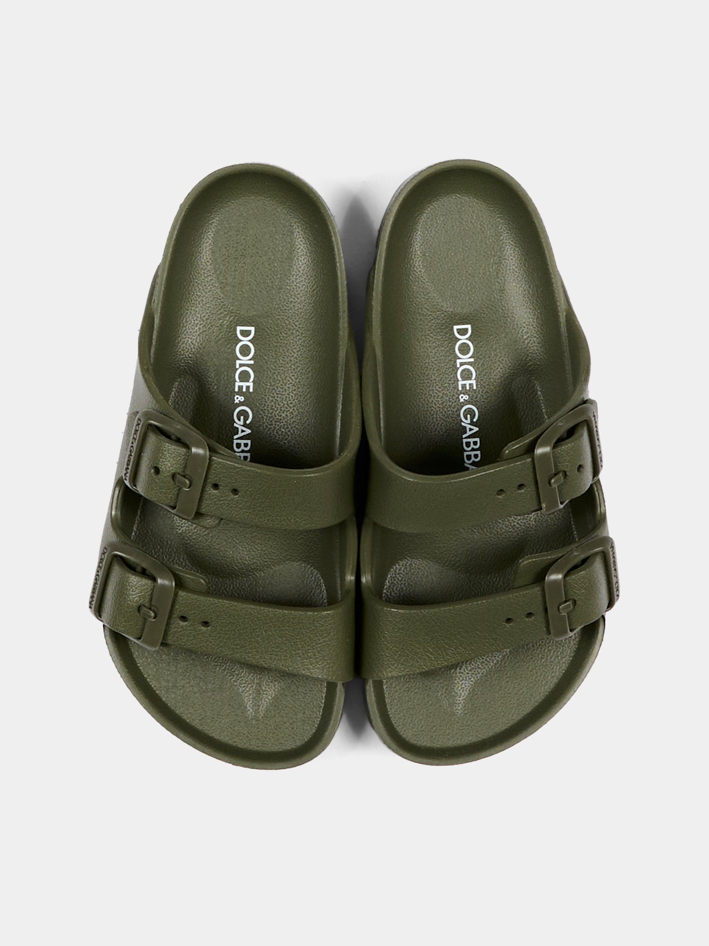 Ciabatte verdi per bambini con logo,Dolce & Gabbana Kids,DD0324 A5103 8X070