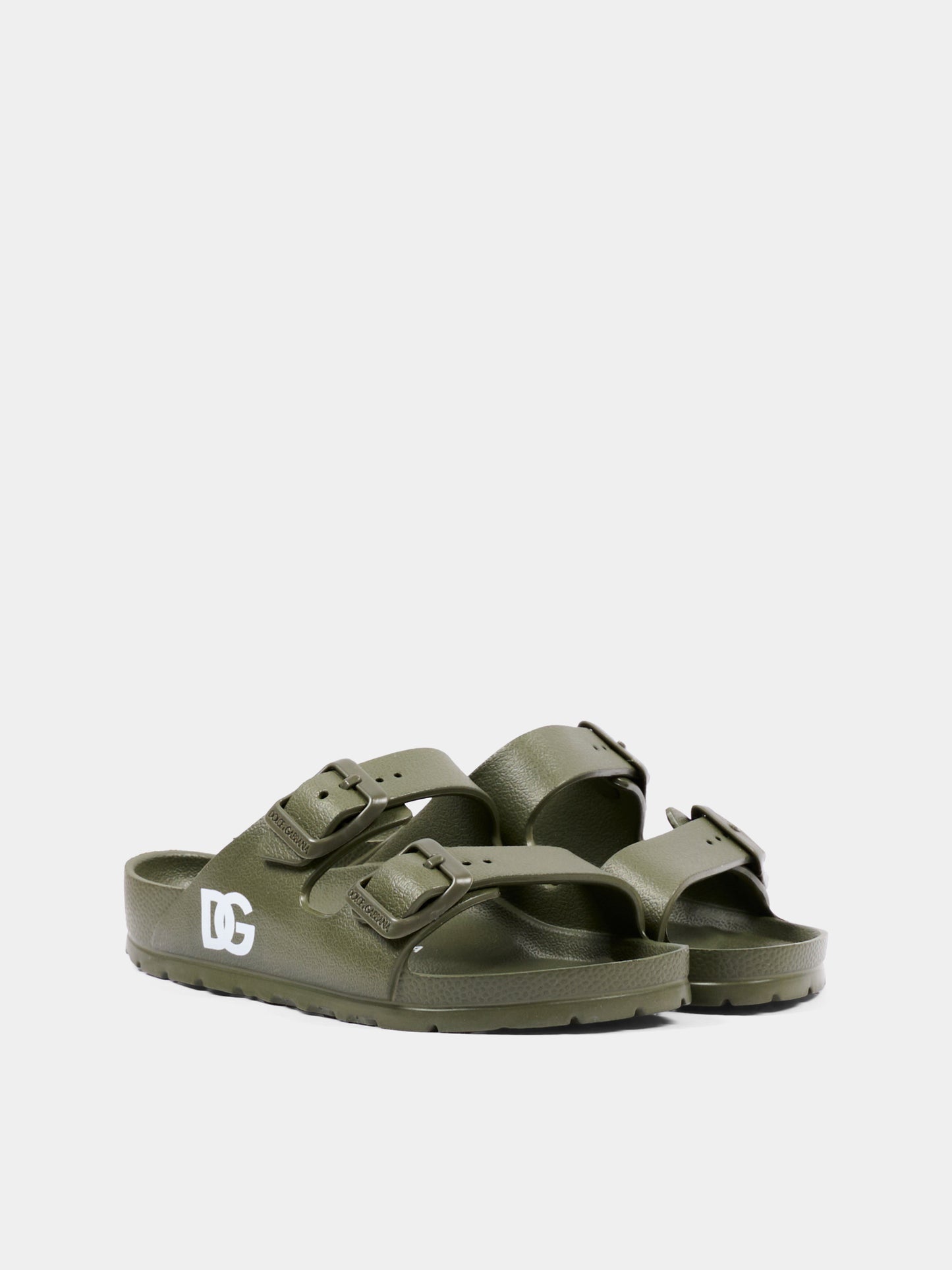 Ciabatte verdi per bambini con logo,Dolce & Gabbana Kids,DD0324 A5103 8X070
