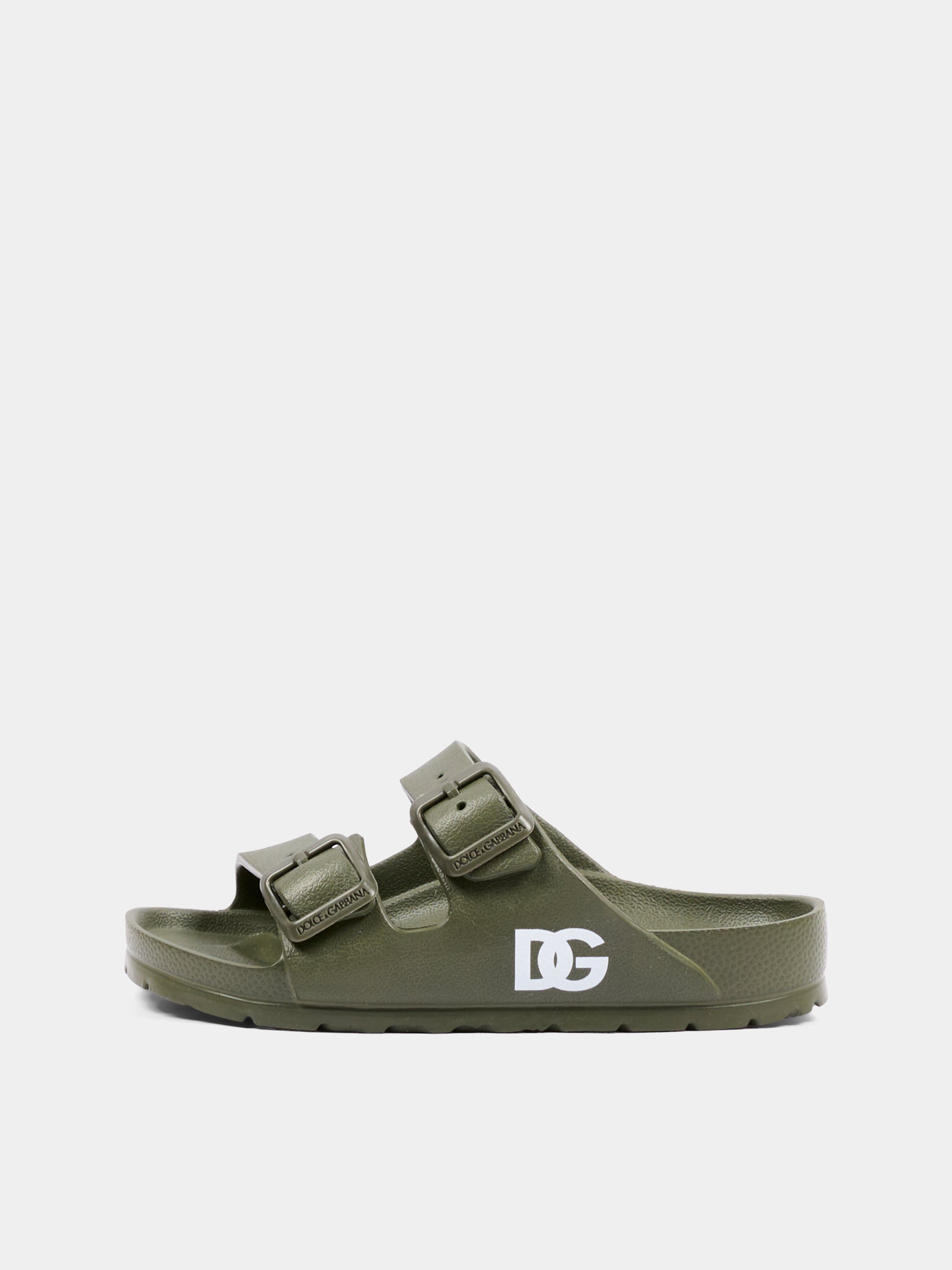 Ciabatte verdi per bambini con logo,Dolce & Gabbana Kids,DD0324 A5103 8X070