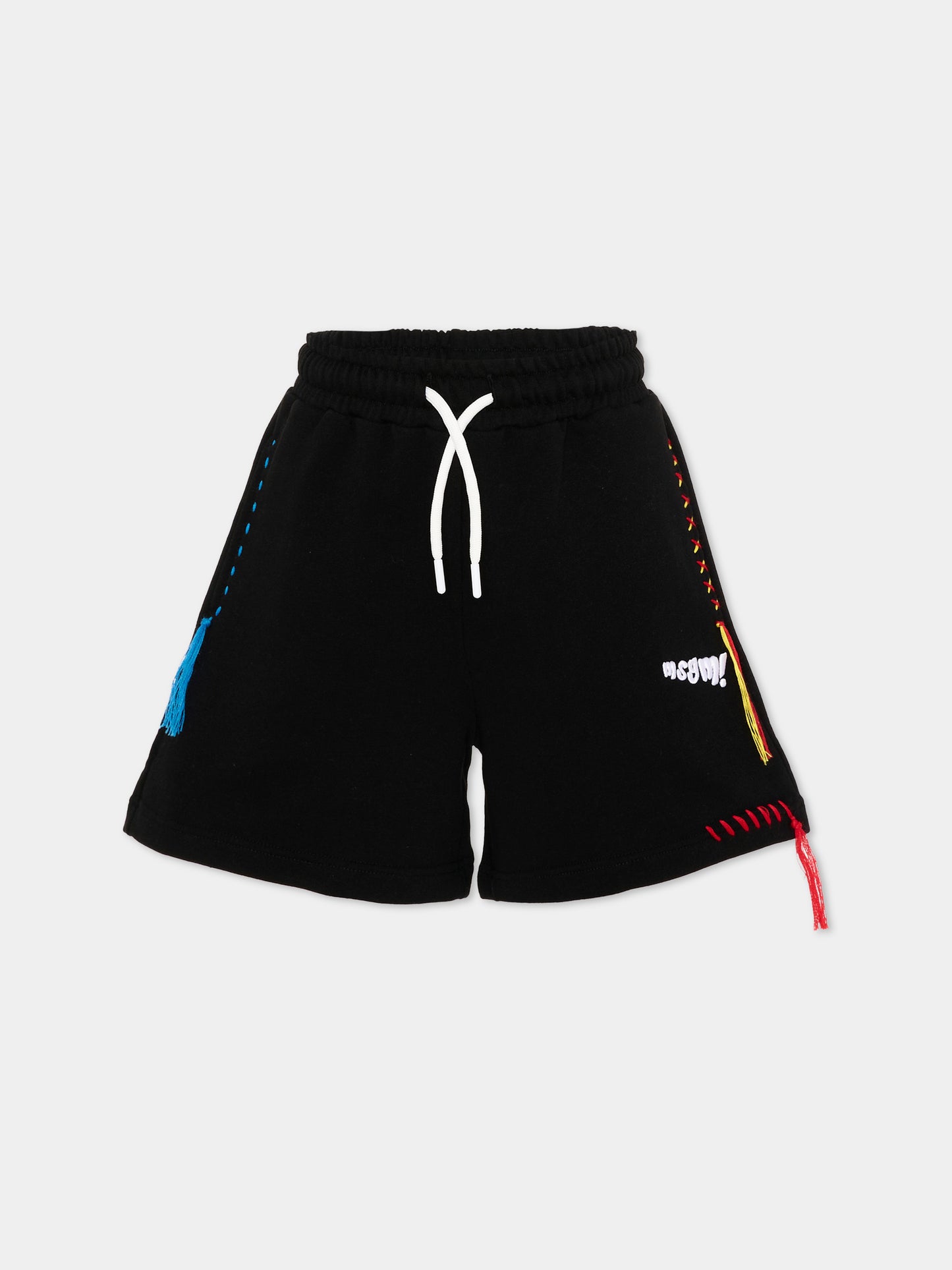 Shorts sportivi neri per bambini con logo,Msgm Kids,S6MSJUBE138 110