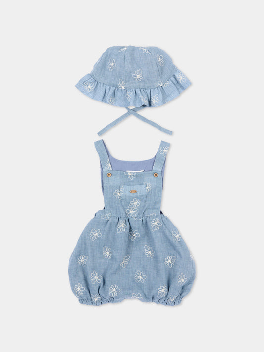 Salopette denim per neonata con fiori,Mayoral,1665 44