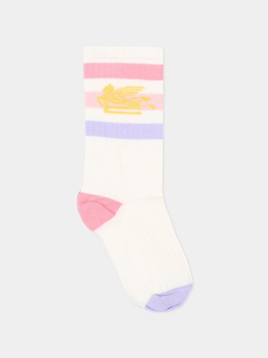 Calza Spugna avorio per bambina rigata Pegaso,Etro,GY0P10 Z0396 101RS