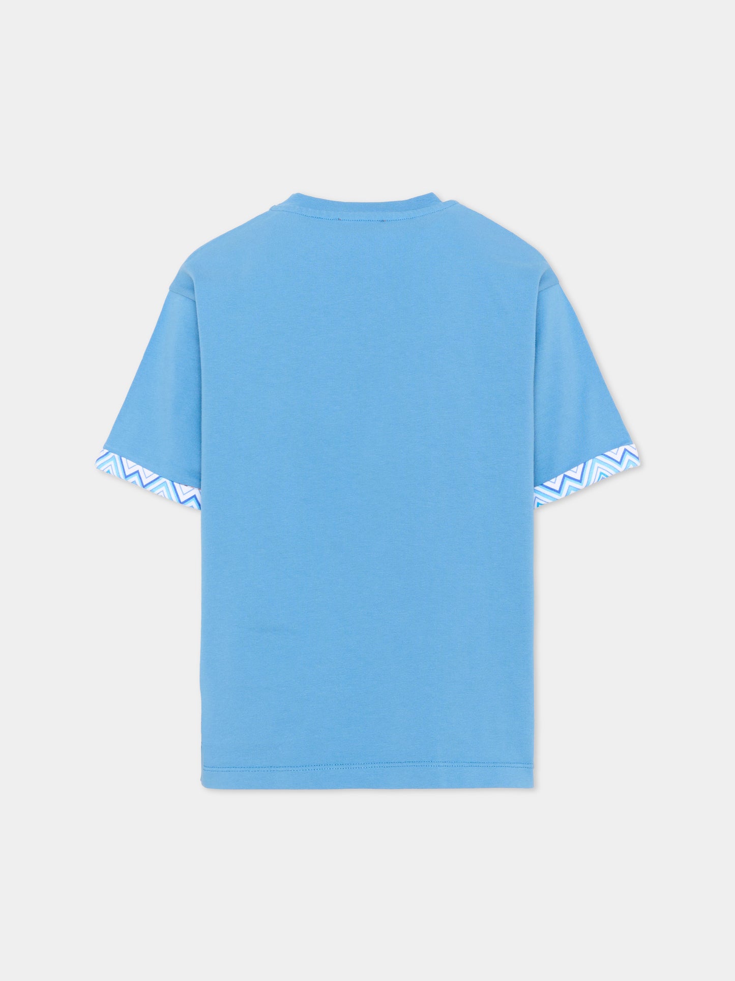 T-shirt azzurra Missoni per bambino con logo,Missoni,MY8P11 Z3672 671