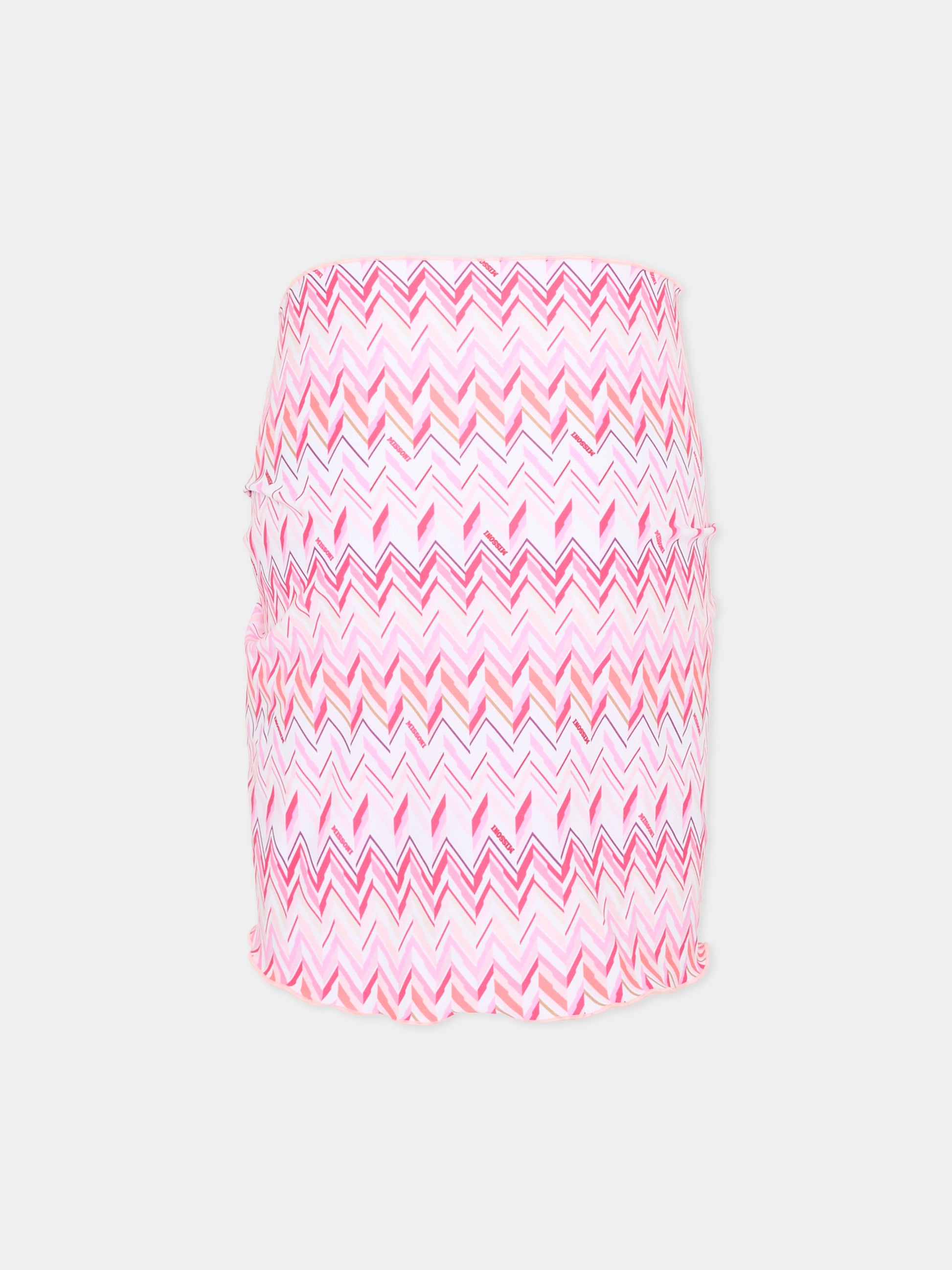Copricostume rosa per bambina chevron,Missoni,MYCB09 Z3724 100FU