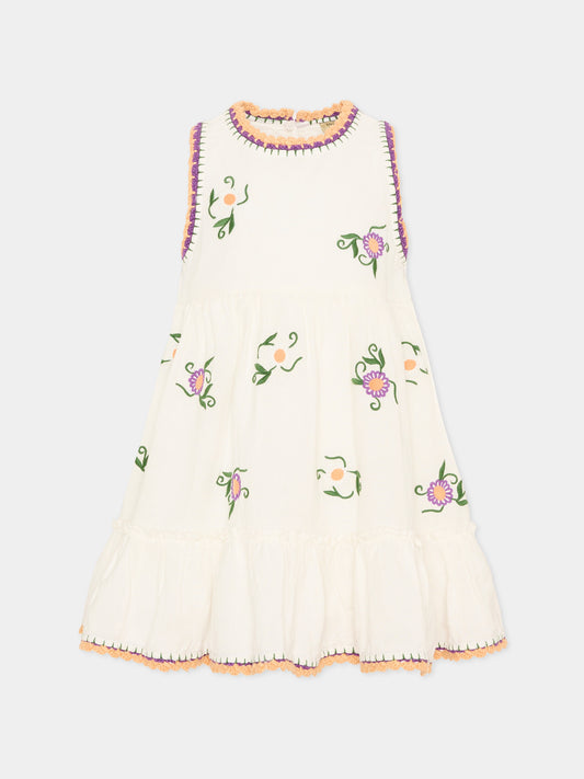Abito avorio per bambina con ricami,Stella Mccartney Kids,TY1E62 Z0138 101
