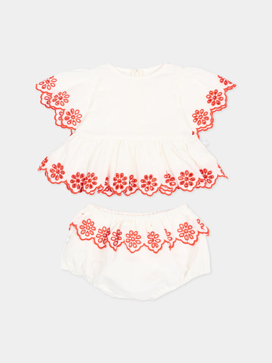 Completo sportivo avorio per neonata ricamato,Stella Mccartney Kids,TY5011 Z0138 101