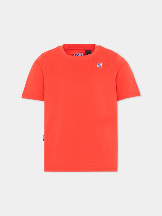 T-shirt rossa per bambini con logo,K-way,K7133YW B04