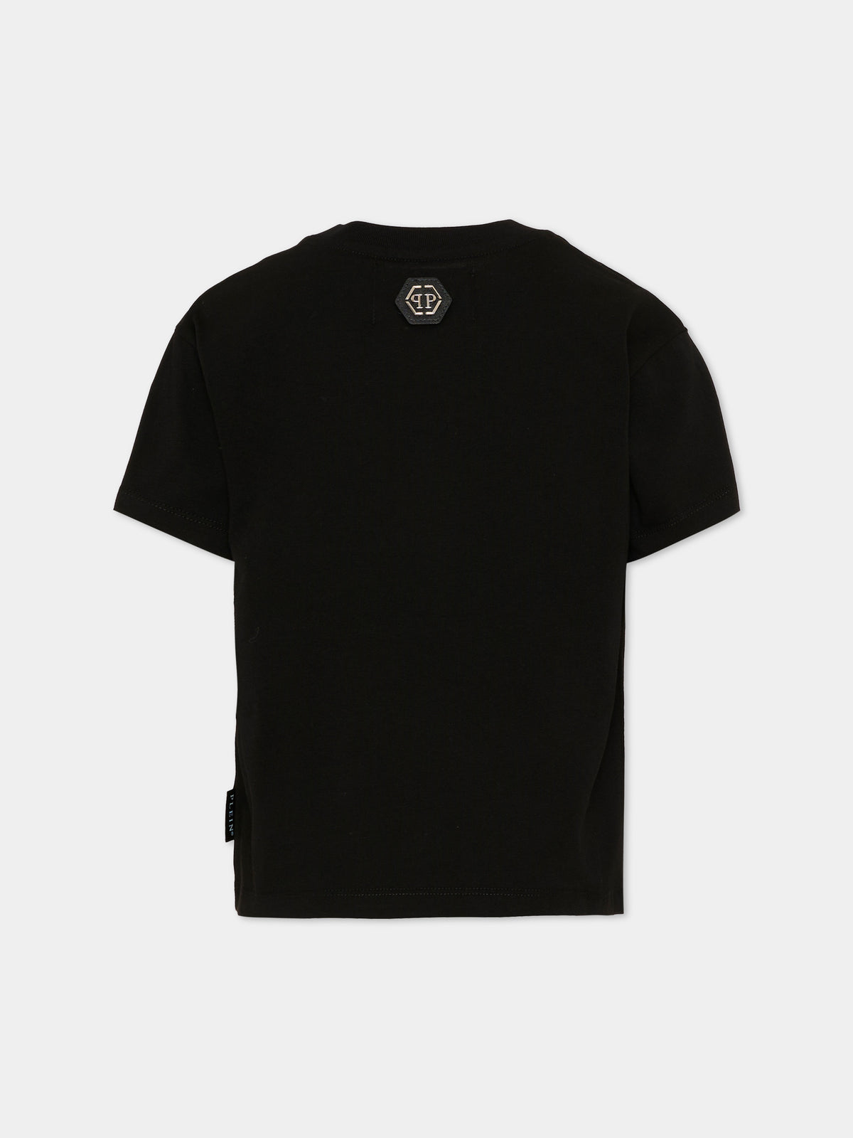 T-Shirt nera per bambino con logo,Philipp Plein Junior,F6PHJBTH149 110