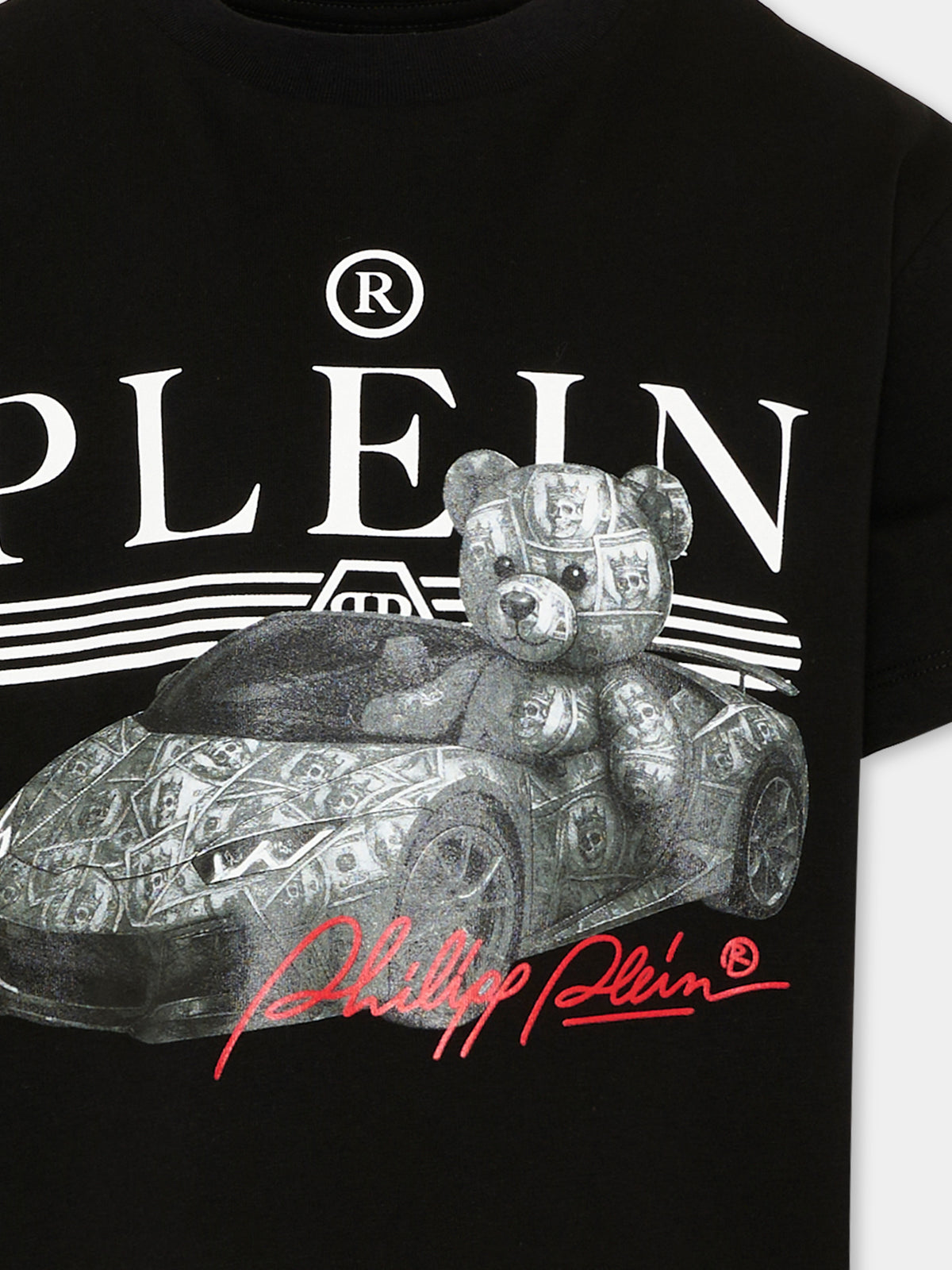 T-Shirt nera per bambino con logo,Philipp Plein Junior,F6PHJBTH149 110