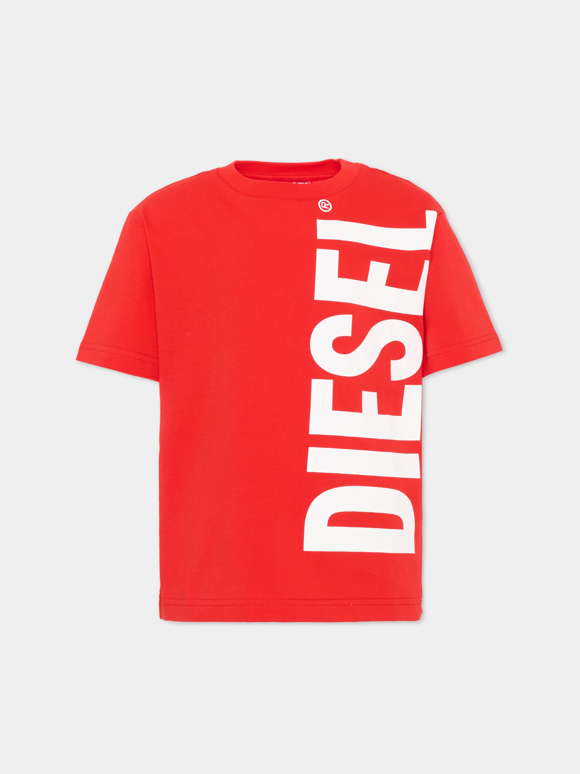 T-Shirt rossa Diesel per bambino con logo,Diesel,J02737 00YI9 K405