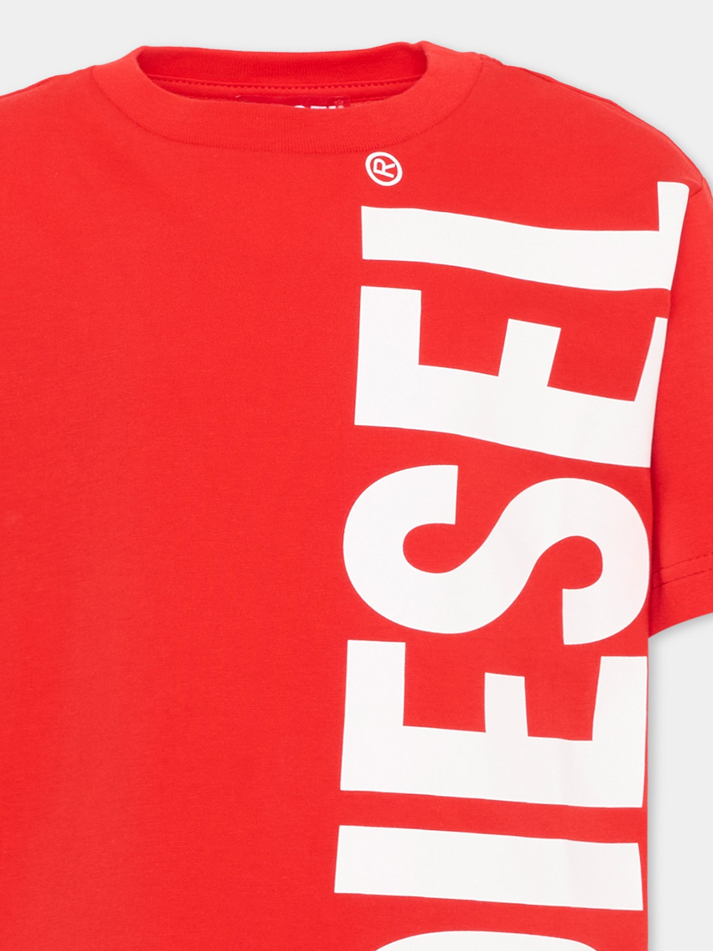 T-Shirt rossa Diesel per bambino con logo,Diesel,J02737 00YI9 K405