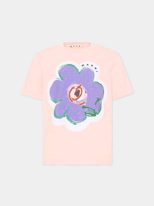T-Shirt rosa per bambina con fiore,Marni Kids,M01672 M00HZ 0M351
