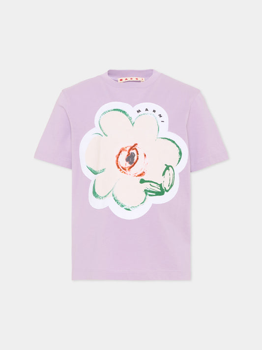 T-shirt lilla per bambina con fiore,Marni Kids,M01672 M00HZ 0M612