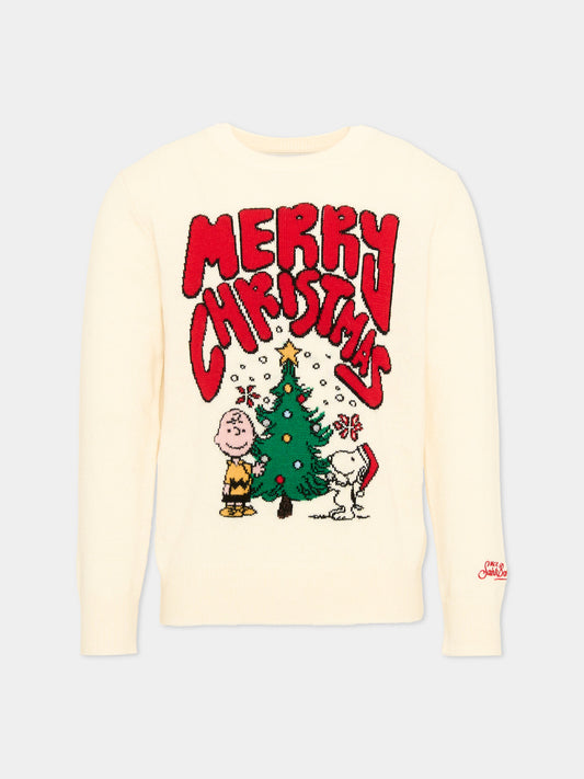 Maglione avorio per bambino ricamato Peanuts,Mc2 Saint Barth,DOU0001 02205M