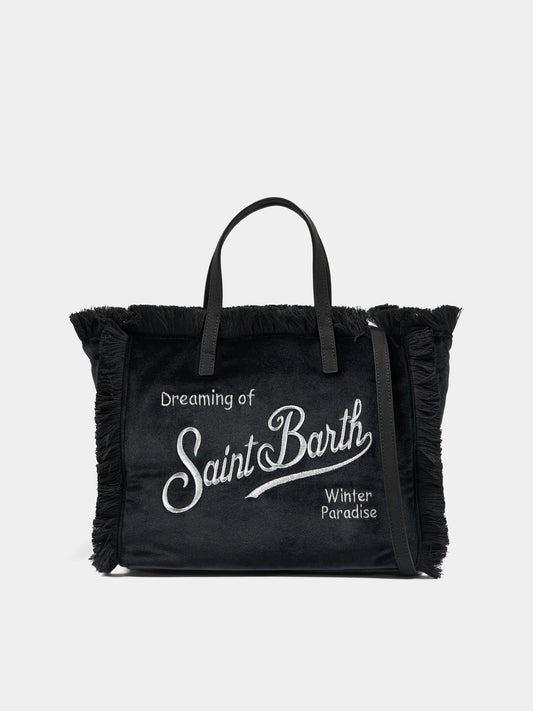 Borsa nera Colette in velluto per bambina,Mc2 Saint Barth,COL0049 00474M