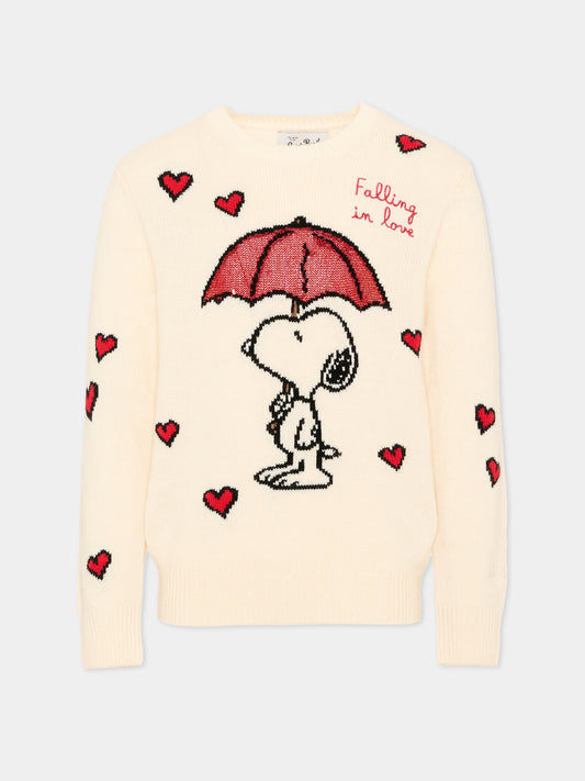 Maglione avorio per bambina con Snoopy,Mc2 Saint Barth,PRC0005 00160M