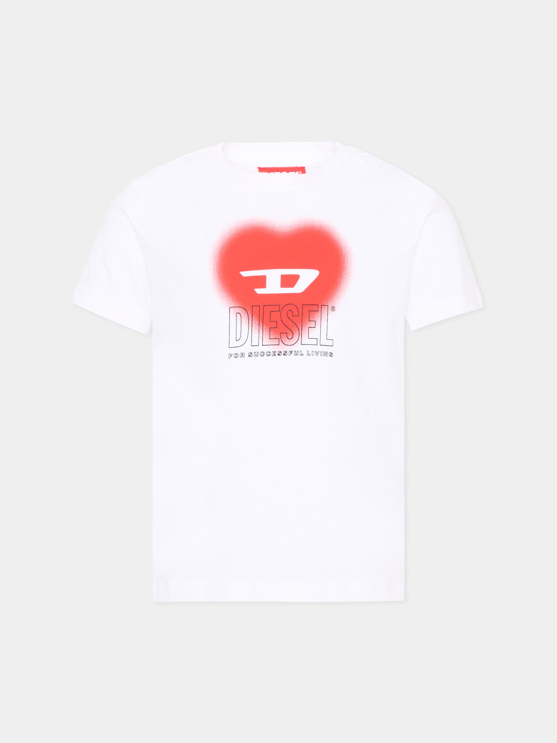T-shirt bianca per bambina con logo,Diesel,J02233 0CATM K100