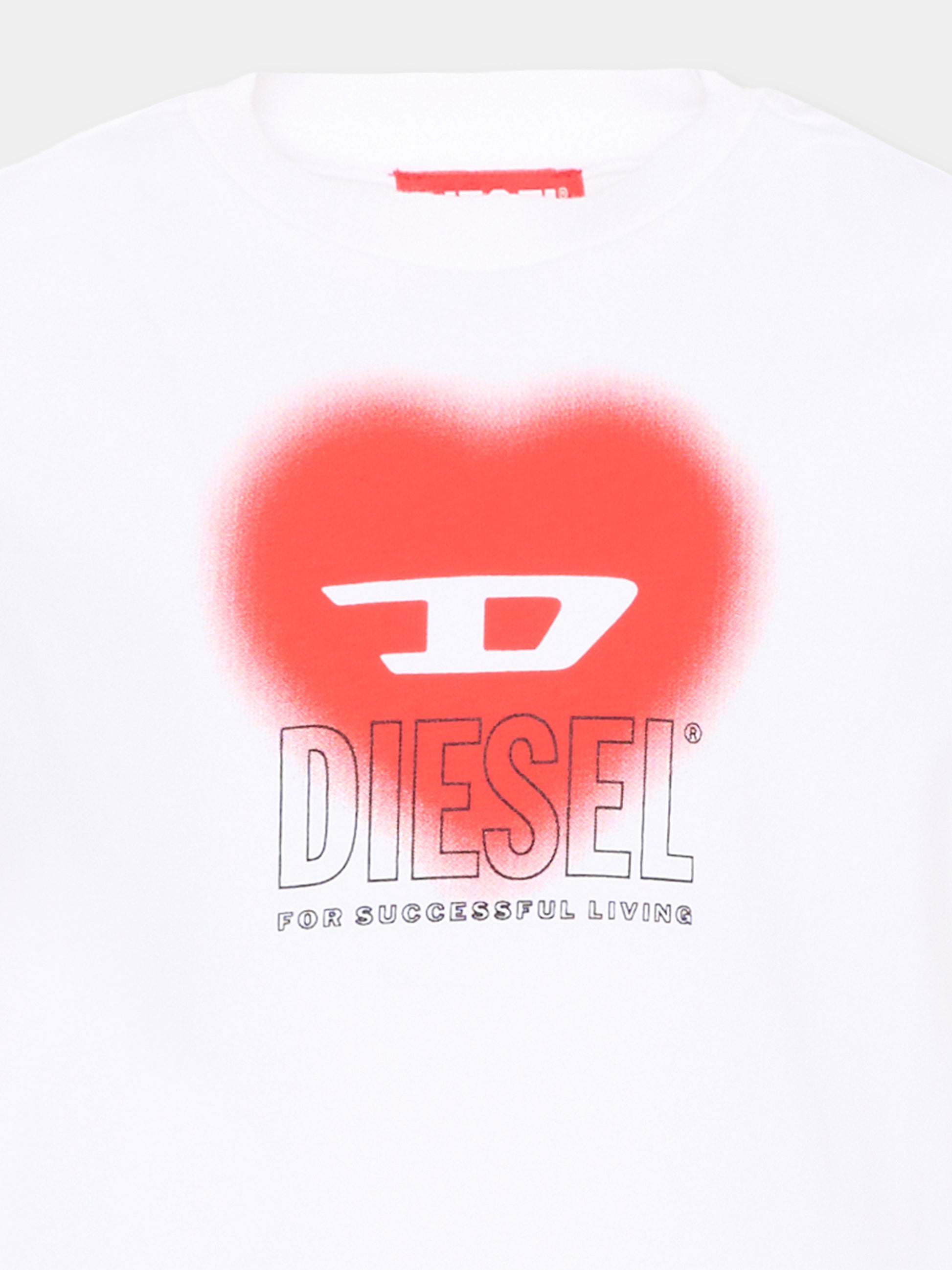 T-shirt bianca per bambina con logo,Diesel,J02233 0CATM K100
