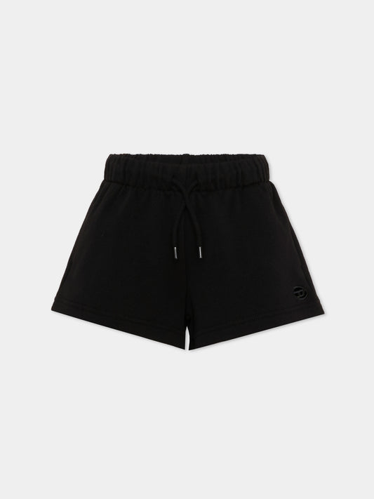 Shorts sportivi neri per bambina,Diesel,J02204 KYAX3 K900