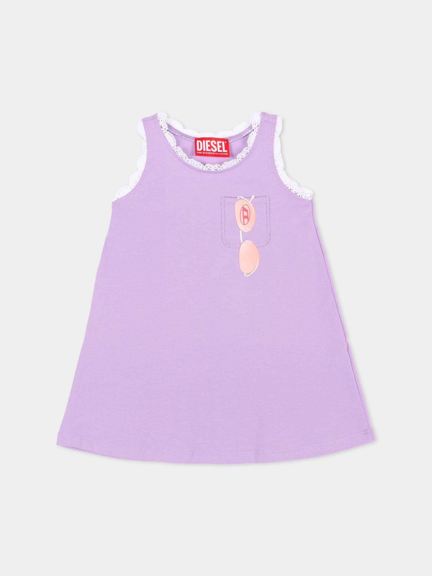 Vestito lilla per neonata con logo,Diesel,K00639 0AFAA K64A