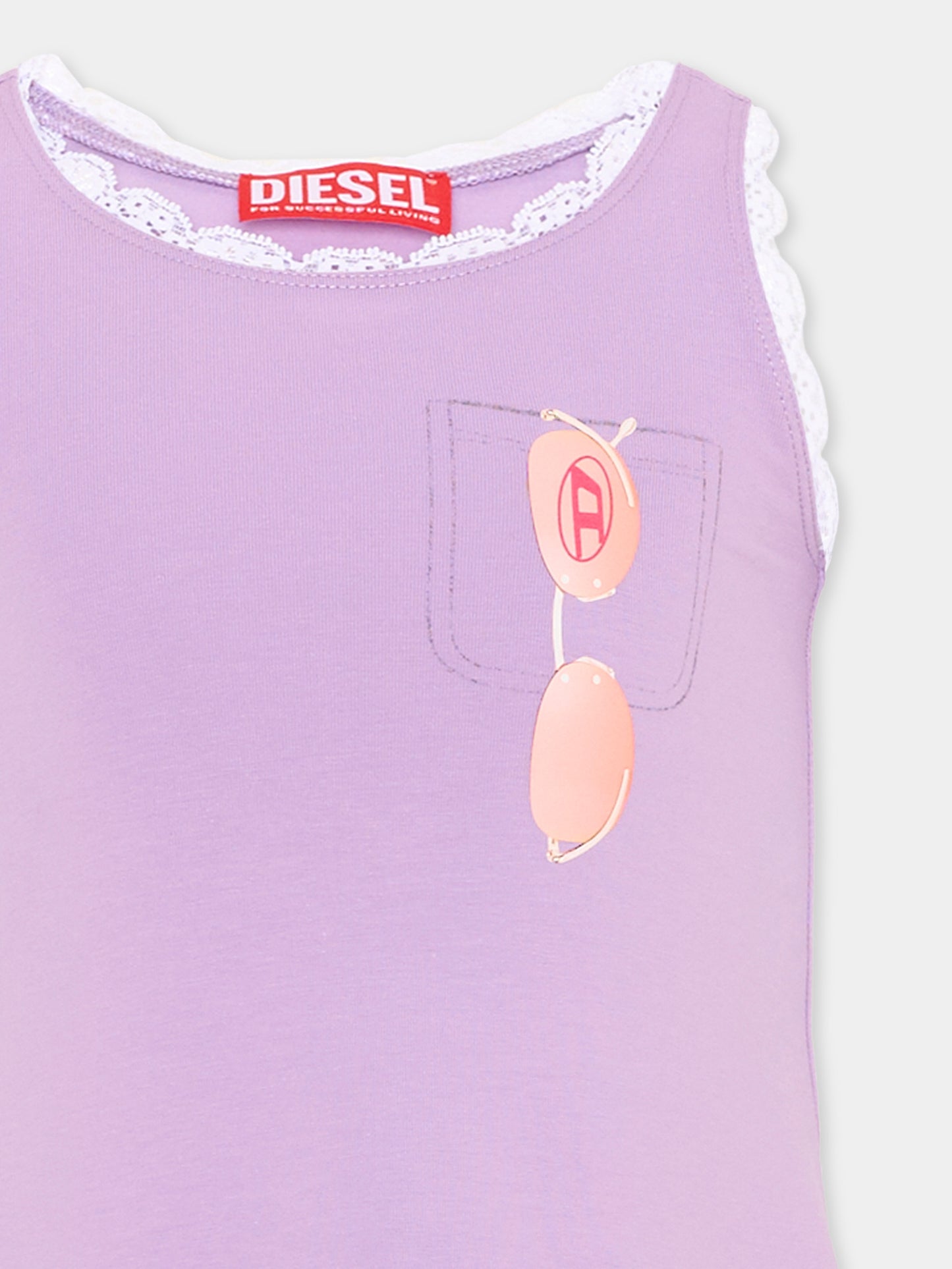 Vestito lilla per neonata con logo,Diesel,K00639 0AFAA K64A