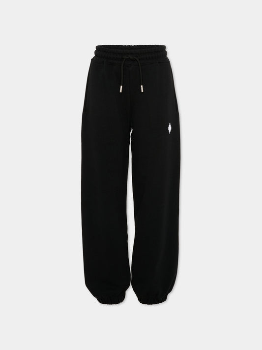 Pantalone sportivo nero per bambino con logo,County Of Milan Kids,F5CMJBFP005 110