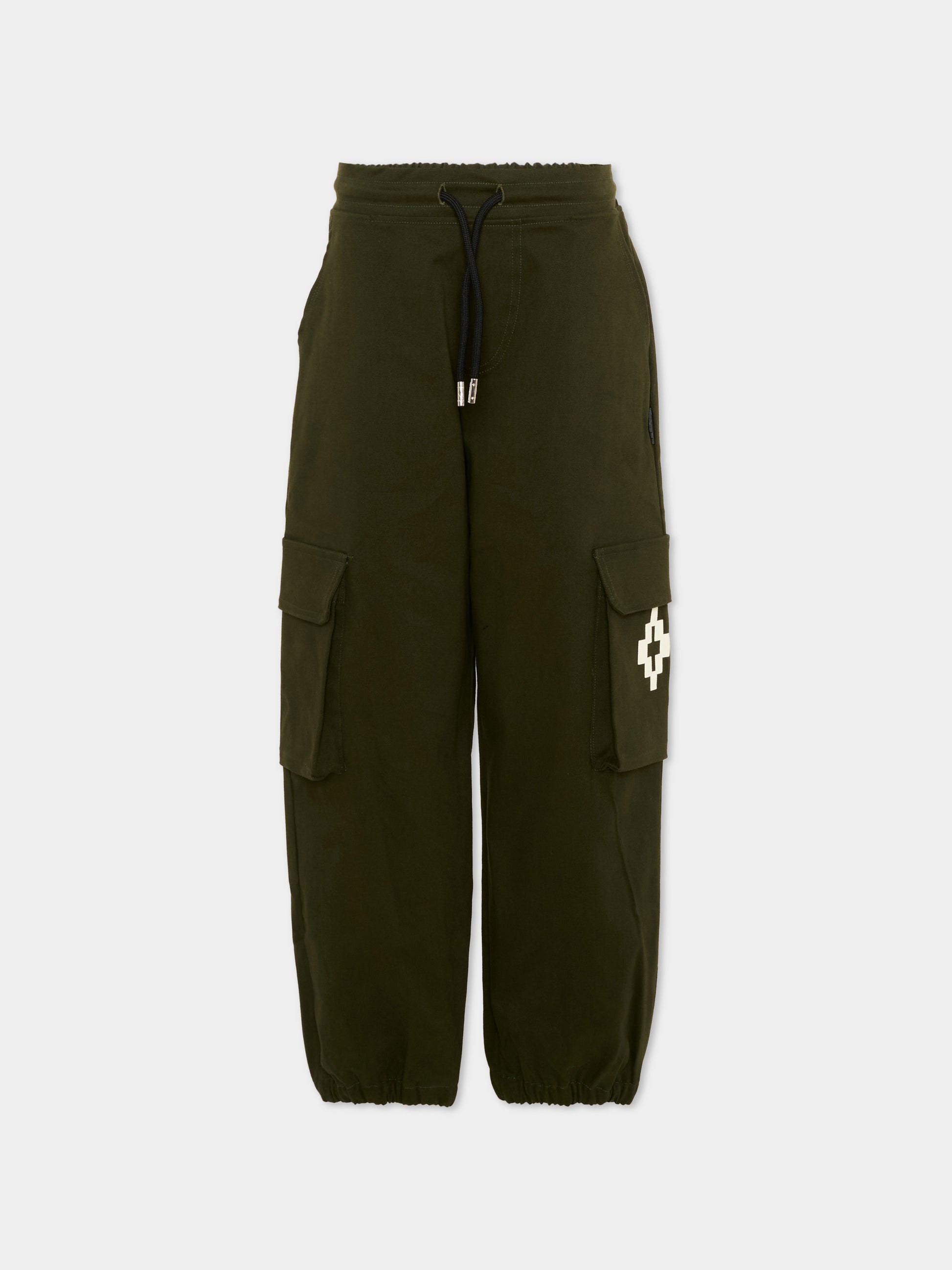 Pantaloni cargo verdi per bambino con logo,County Of Milan Kids,F5CMJBPA050 082
