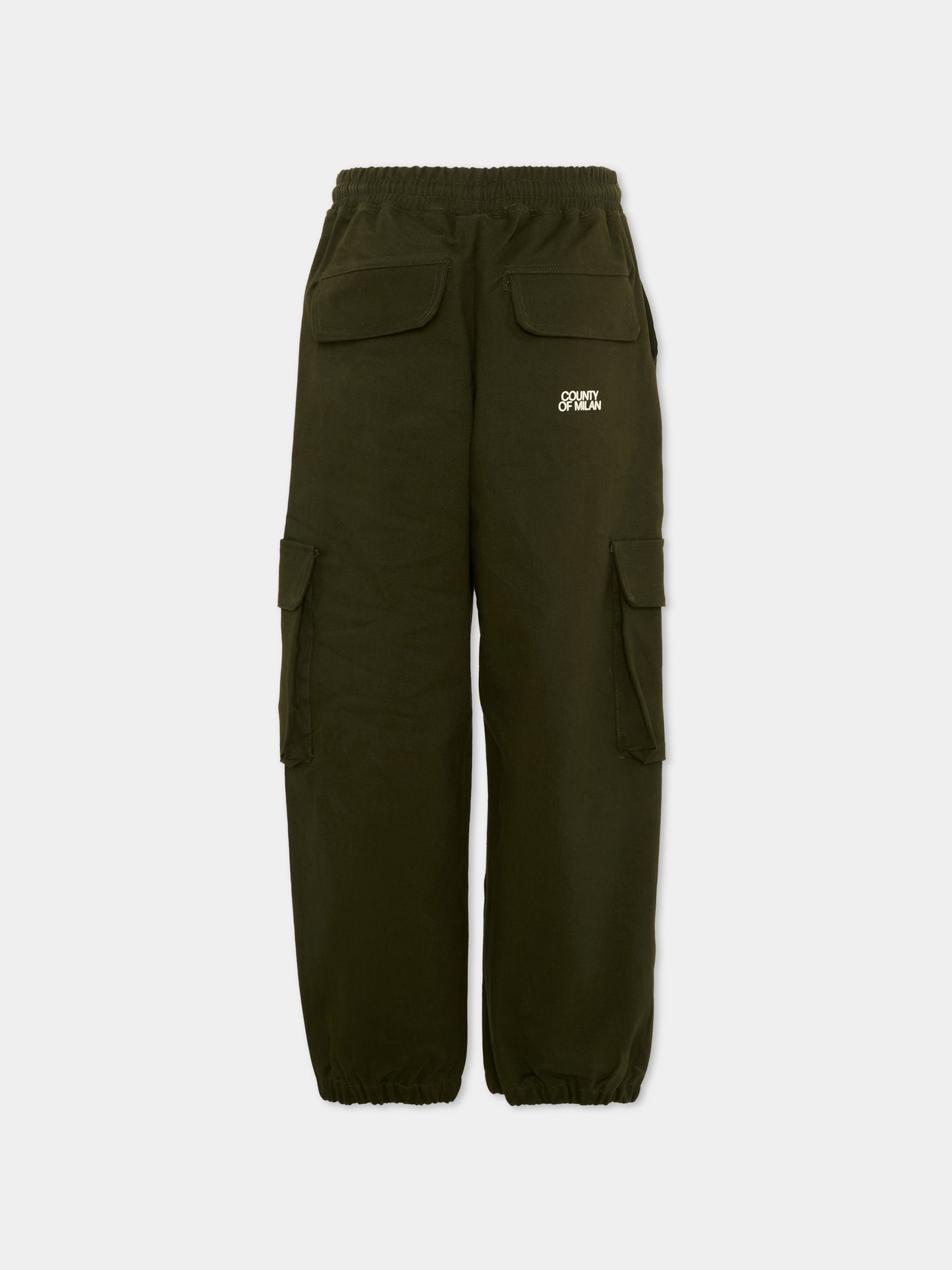 Pantaloni cargo verdi per bambino con logo,County Of Milan Kids,F5CMJBPA050 082