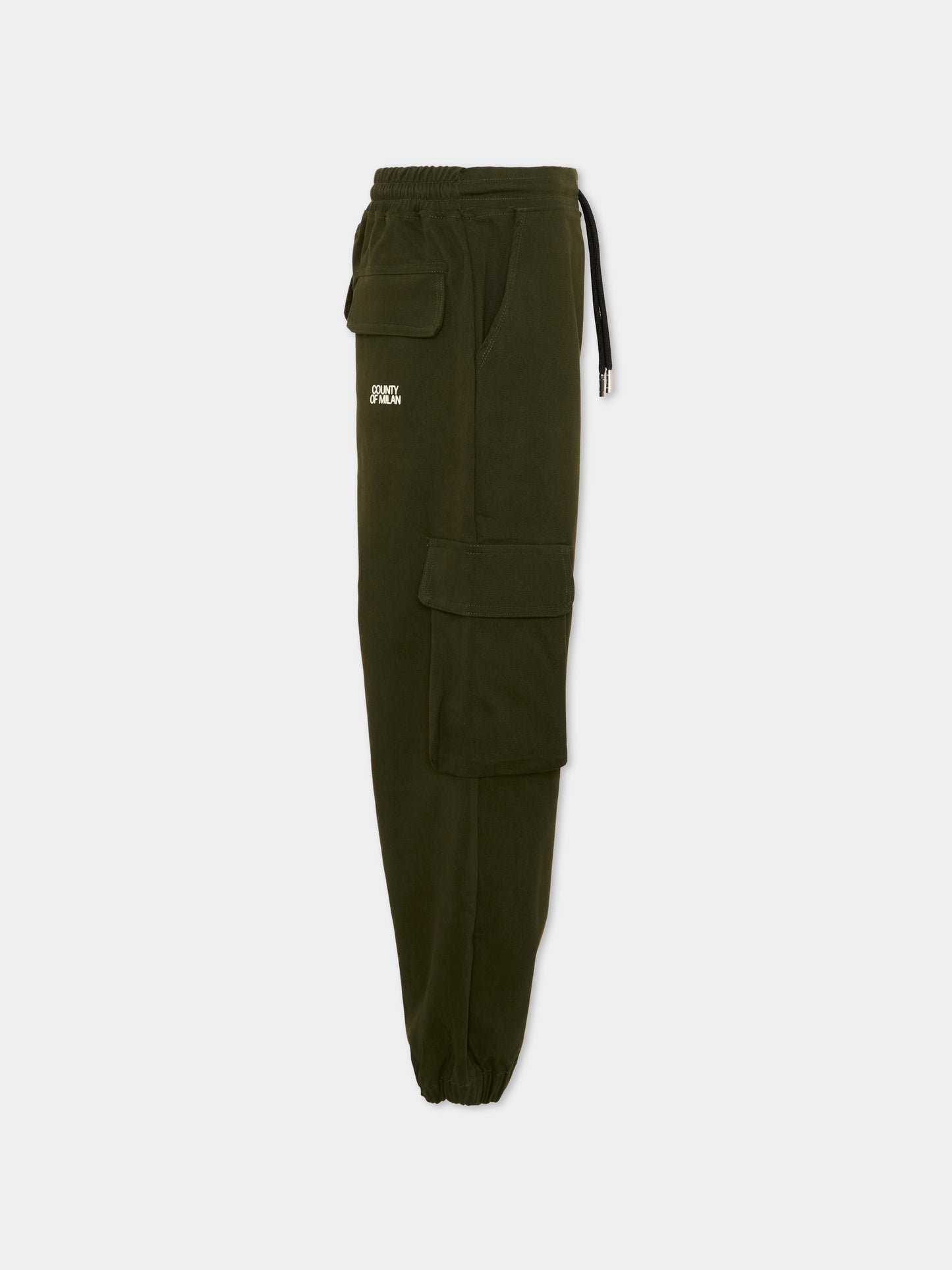 Pantaloni cargo verdi per bambino con logo,County Of Milan Kids,F5CMJBPA050 082