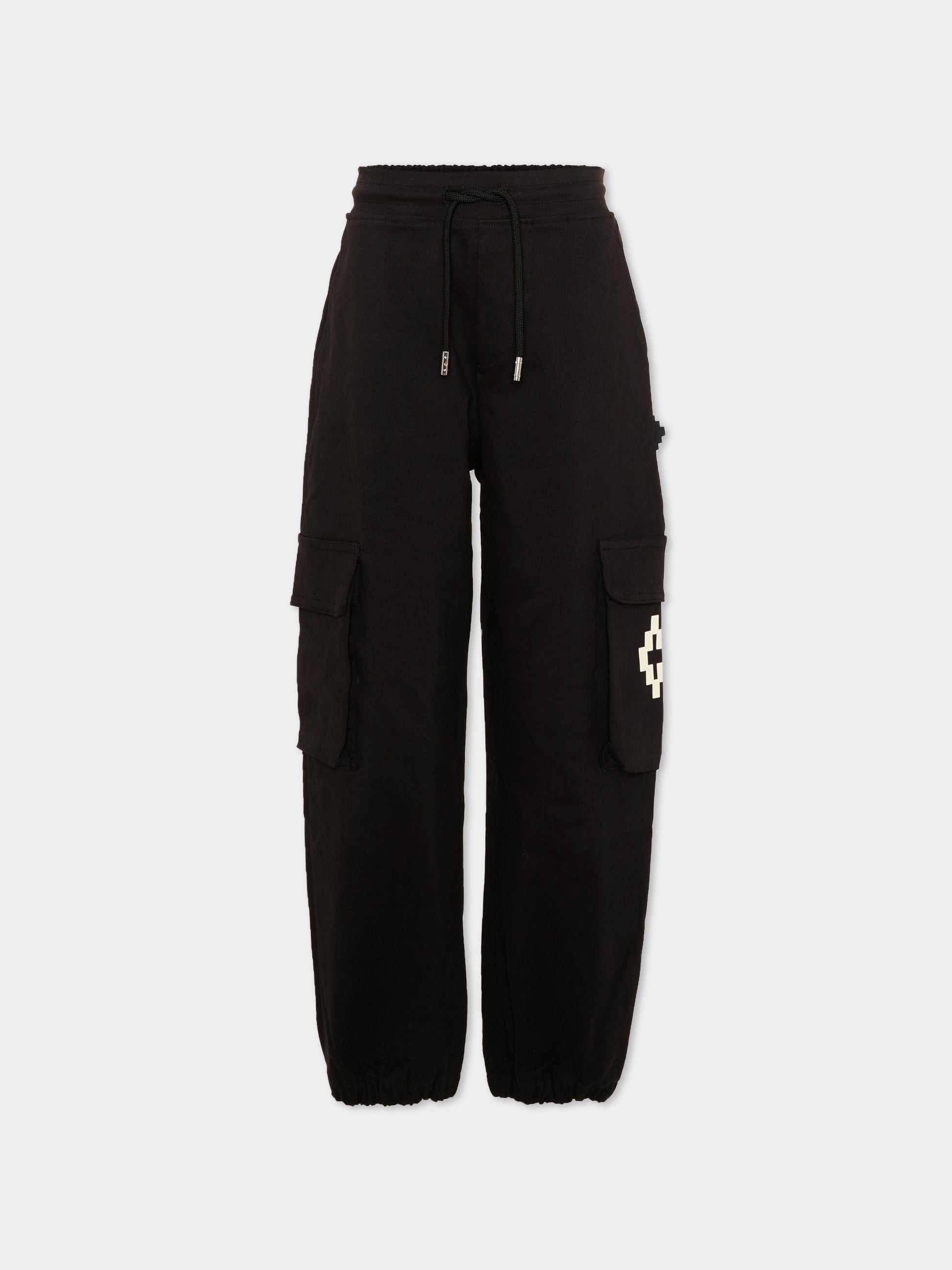 Pantaloni neri cargo per bambino con logo,County Of Milan Kids,F5CMJBPA050 110