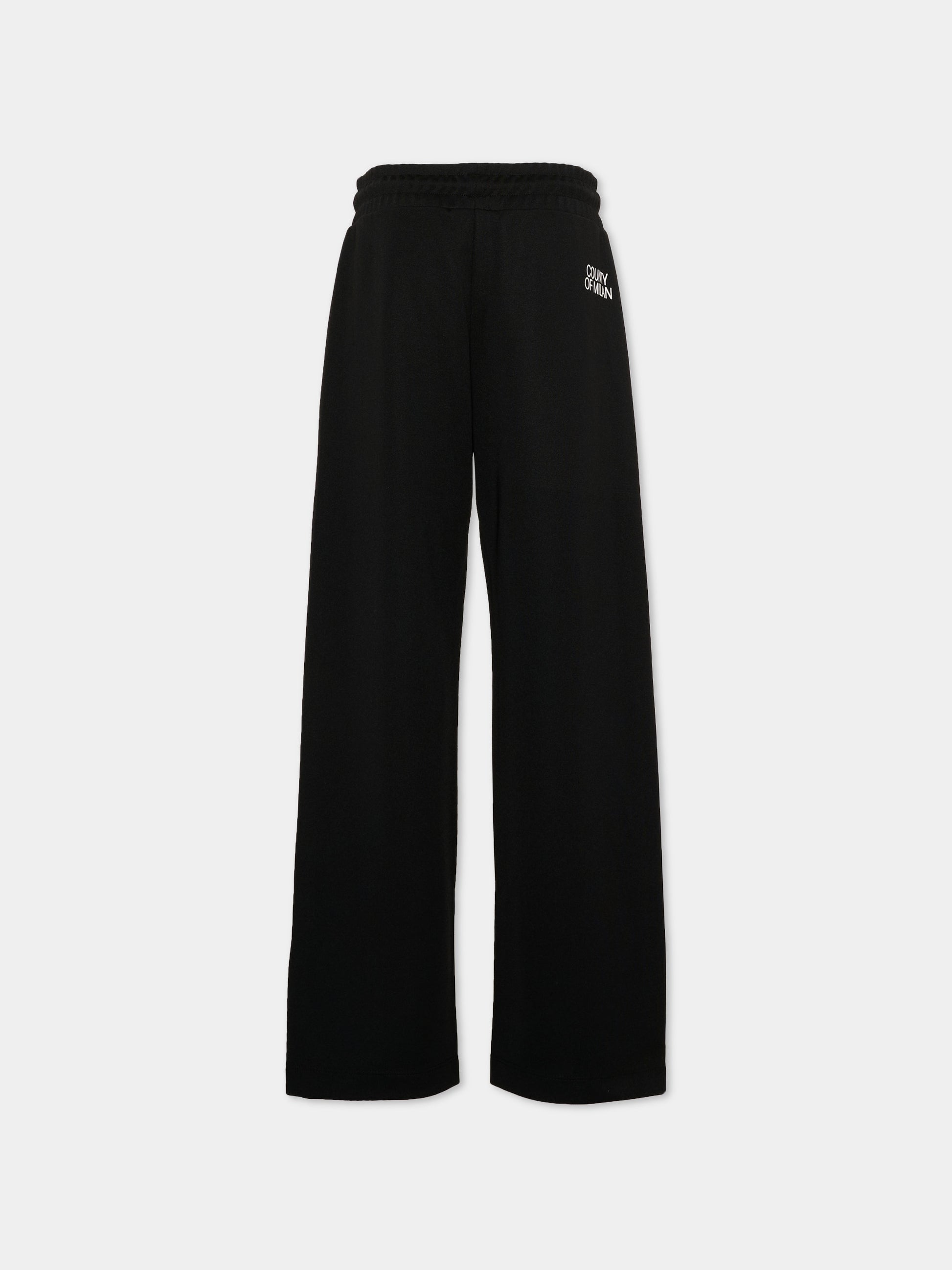 Pantaloni sportivi nero per bambino con logo,County Of Milan Kids,F5CMJBPA082 110