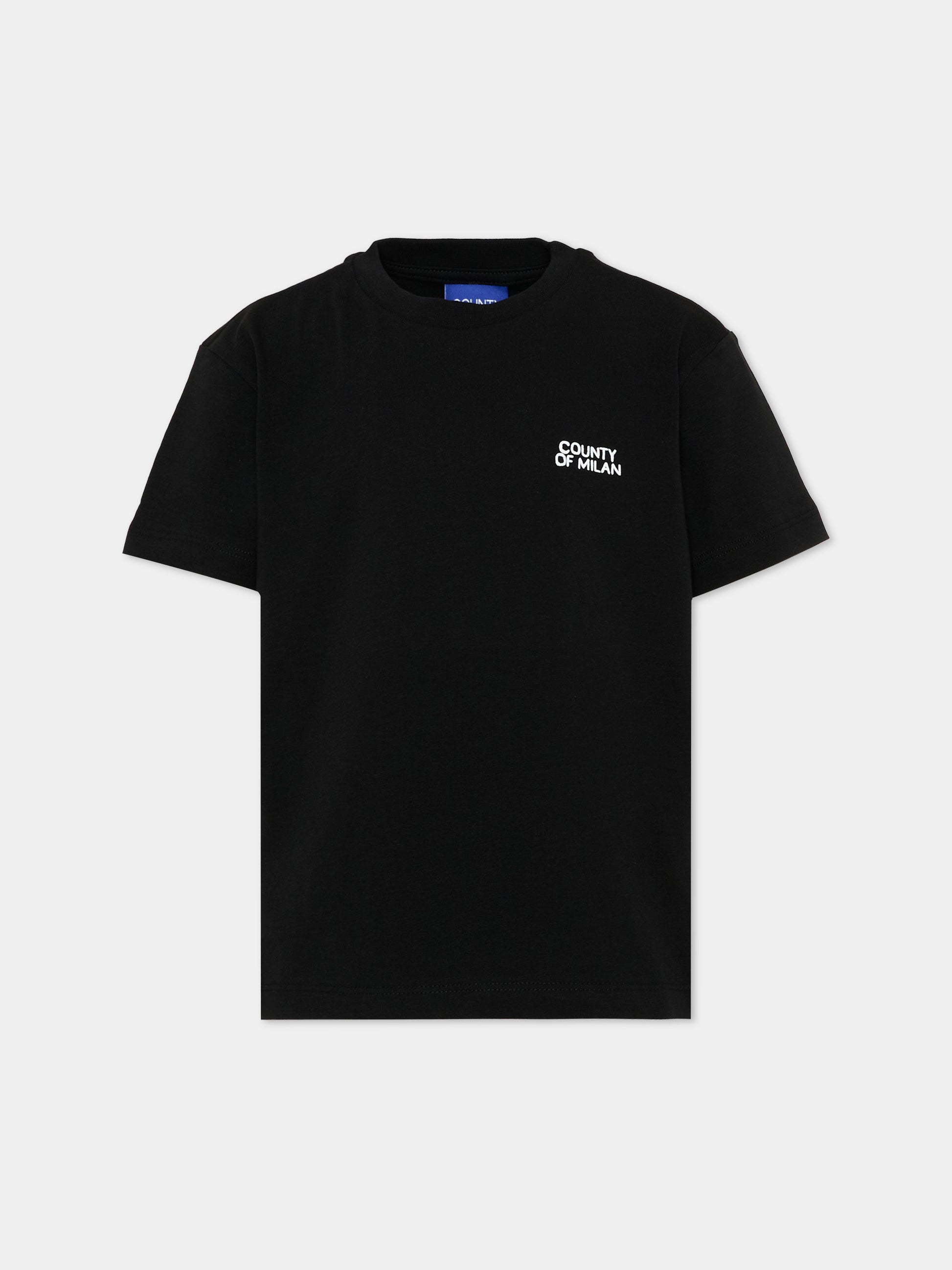 T-Shirt nera per bambino con logo,County Of Milan Kids,F5CMJBTH007 110